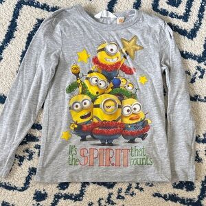 Minions Gray Long Sleeve Kids Christmas  Shirt